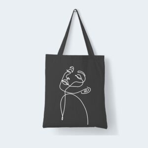 Baumwolltasche OneLine Gesicht schwarz